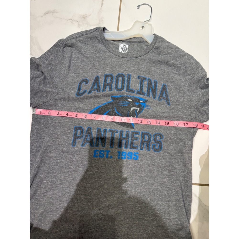 NFL Carolina Panthers Mens T Shirt Gray Crew Neck Short Sleeve Team Apparel M - Picture 4 of 5